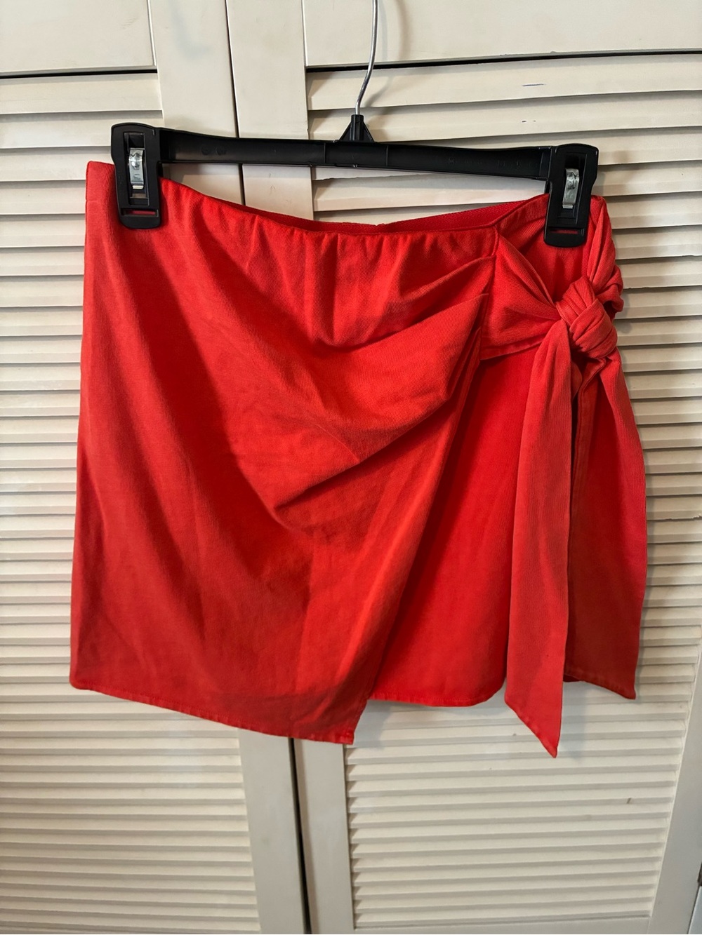 Z Supply Sora Mini Skirt - Red-Orange Wrap Style - Picture 2 of 4
